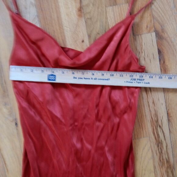 LOFT red satin slip dress boho midi spaghetti strap cowl S - Picture 6 of 7
